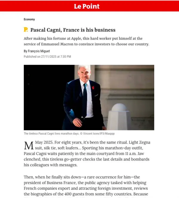 “France is his business”, Le Point, November 2025 - EN